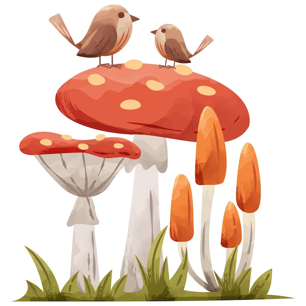 Mushroom Toadstool Amanita Muscaria Fly Agaric Magic Mushrooms Fall Autumn Clipart Illustration