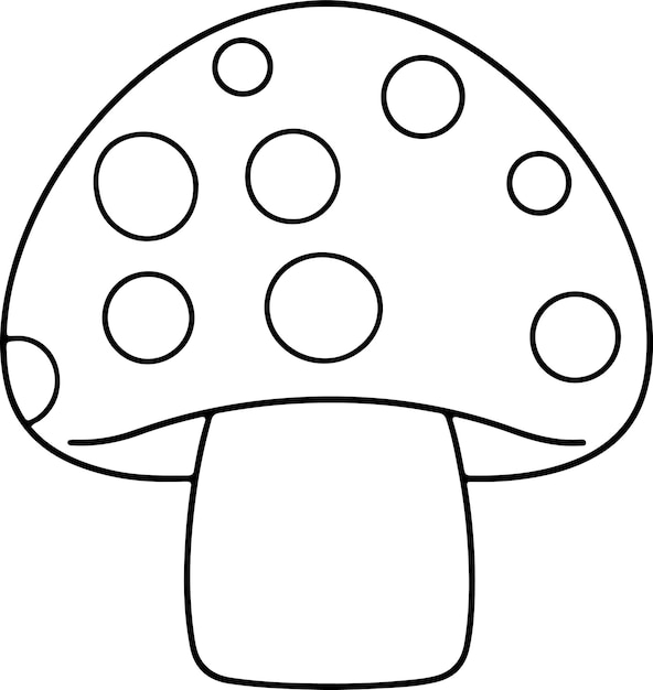 Mushroom vector illustration Black and white outline fungus coloring book or page for children