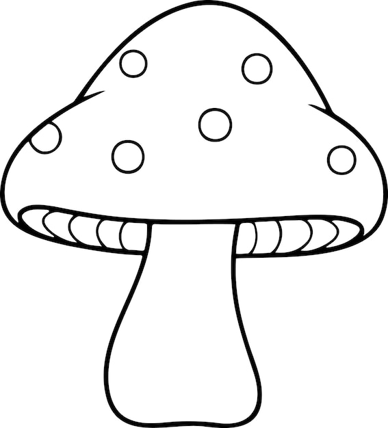 Mushroom vector illustration Black and white outline fungus coloring book or page for children