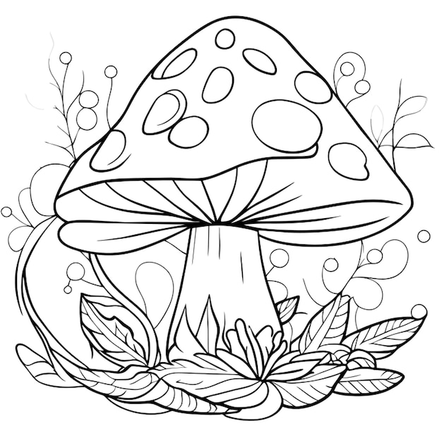 mushroom vector illustration line art