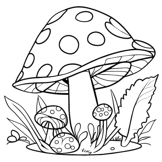 mushroom vector illustration line art