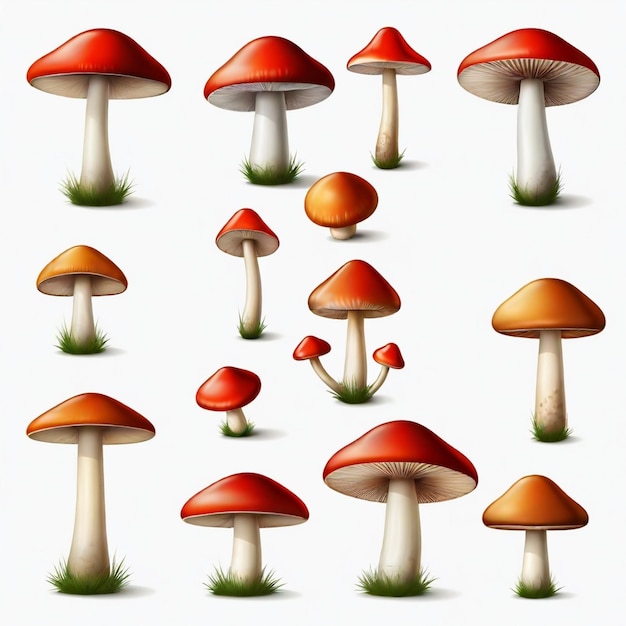 Mushroom vector set white background isolated a high quality