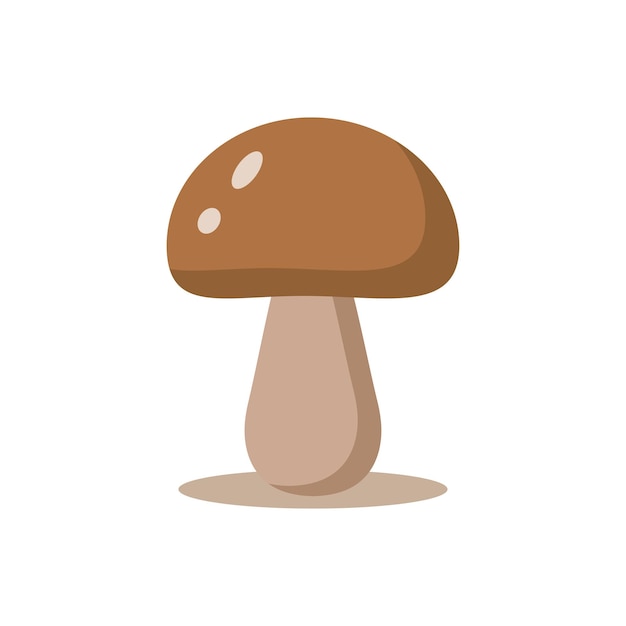 Mushroom with a brown cap Isolated on a white background Vector flat illustration