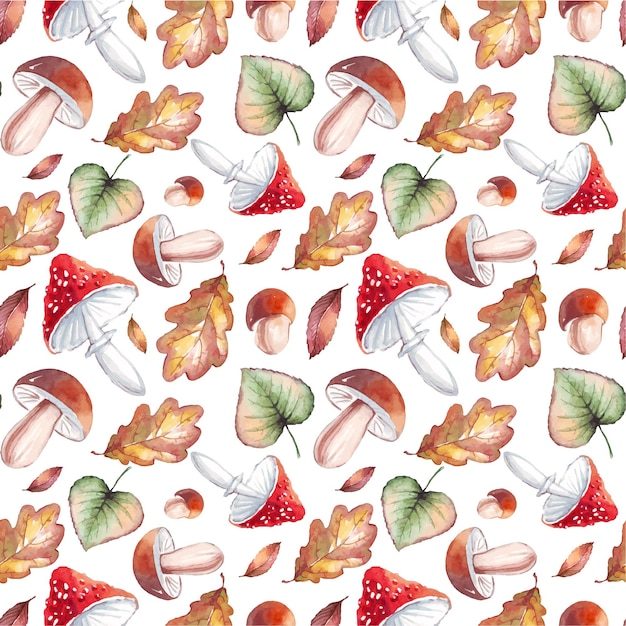 Mushrooms seamless pattern