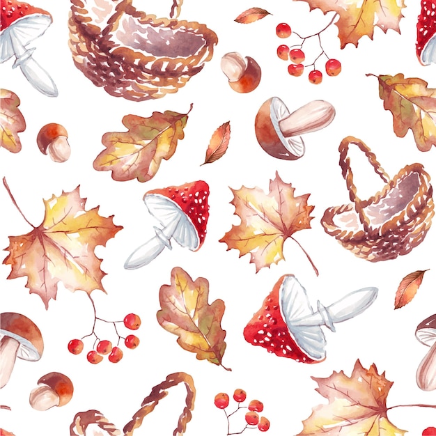 Mushrooms seamless pattern