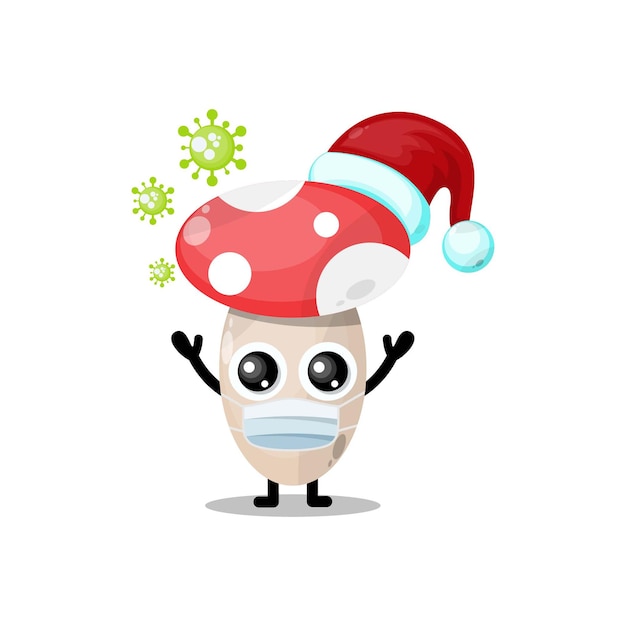 Mushrooms virus christmas character cute logo