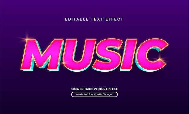 Music 3d glow text effect editable text effect