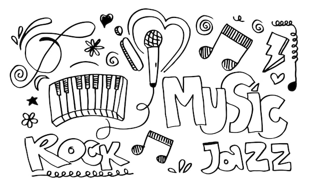 Music Background Hand drawn music set illustration illustrations of music images design concept.