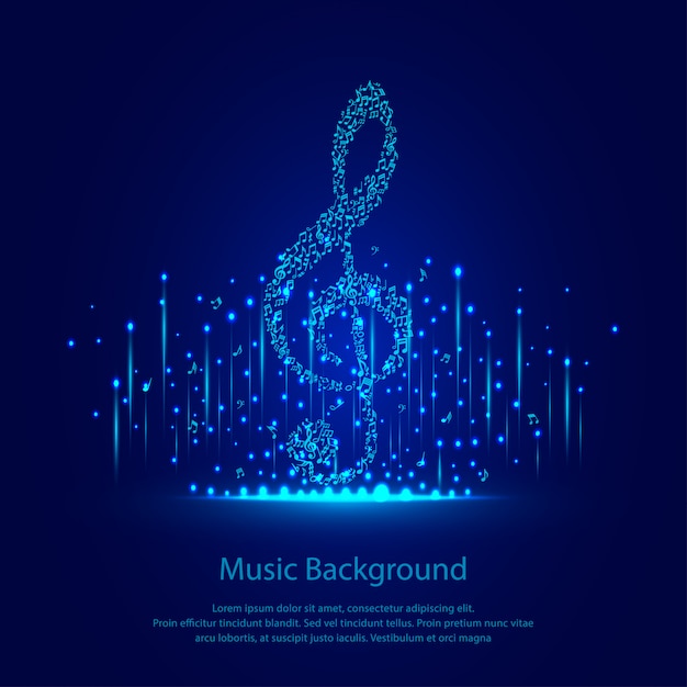 Music background with blue sparkles