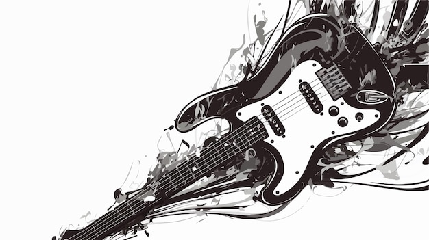 Music Background with Guitar 2D Illustration