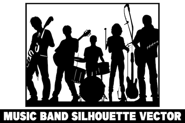 Music band group silhouette vector Band silhouette Band silhouette art Musician silhouette vector