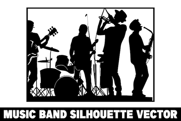 Music band group silhouette vector Band silhouette Band silhouette art Musician silhouette vector