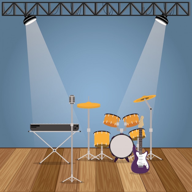 Music band set instruments icons