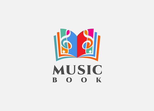 Music book logo design template vector illustration