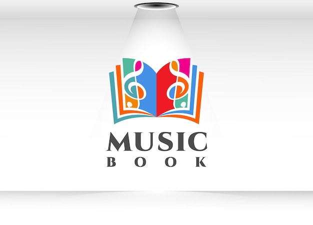 Music book logo design template vector illustration