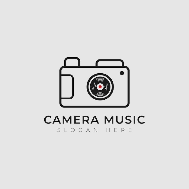 Music in camera Vector Logo design illustrated Camera with music player Logo for camera brands