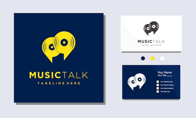 Music chat talk vinyl record logo design