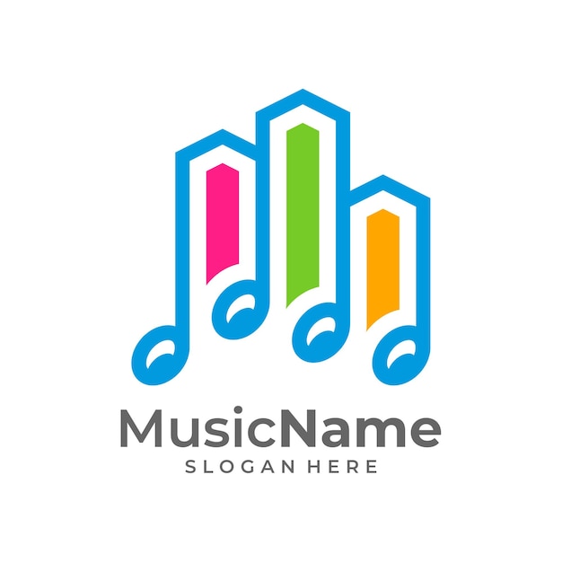 Music City Logo Vector Icon Illustration City Music logo design template