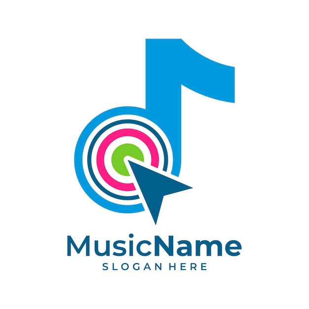 Music Click Logo Vector Touch Music logo design template