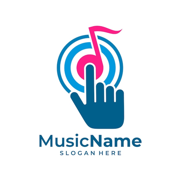 Music Click Logo Vector Touch Music logo design template