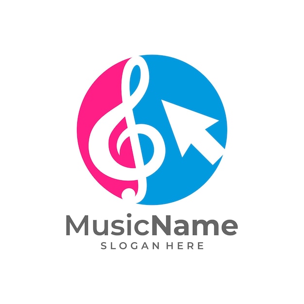 Music Click Logo Vector Touch Music logo design template