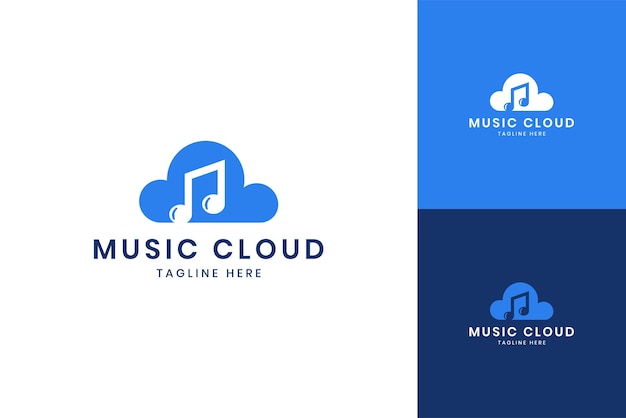 Music cloud negative space logo design