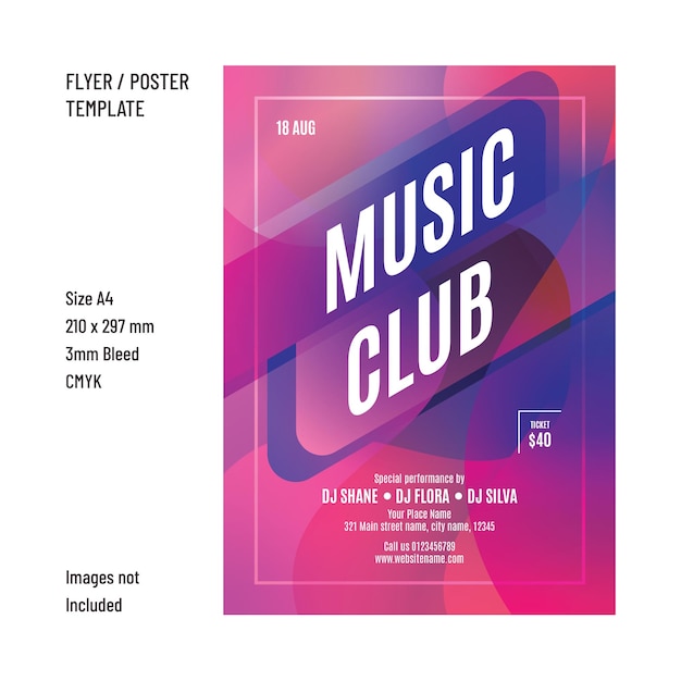 Music club flyer design template