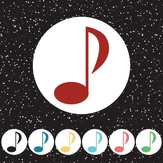 Music color notes icon isolated on the white for app