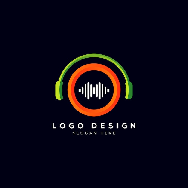 Music Company Logo with Headphone