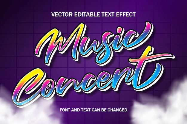 Music concert font typography 3d editable text effect style lettering template background design art