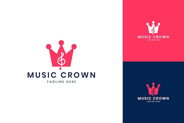 Music crown negative space logo design