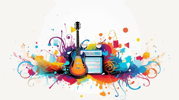 Vector music design over colorful background vector illustration