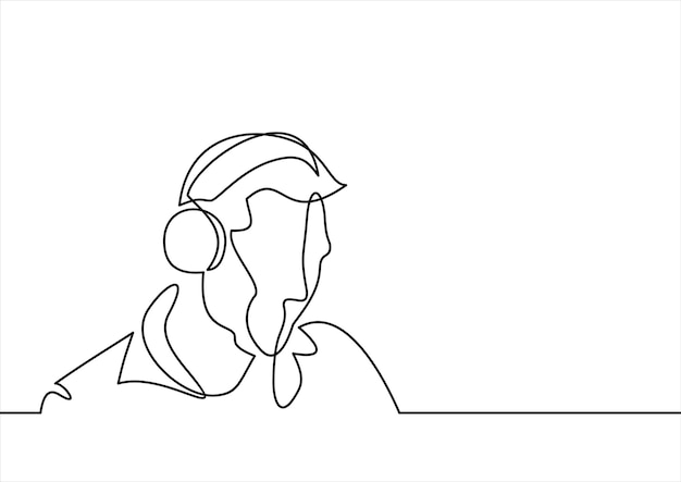 Music DJ Coolcontinuous line drawing