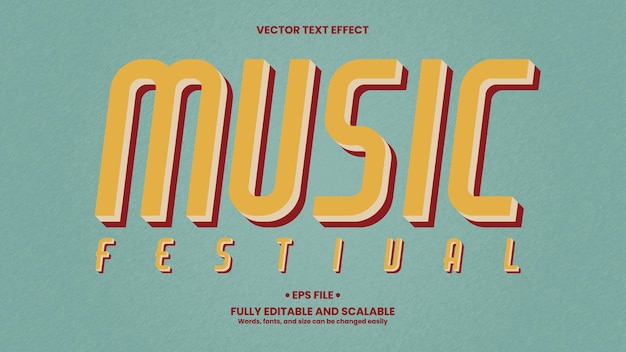 Music Festival 3D Text Effect with Retro and Vintage Style