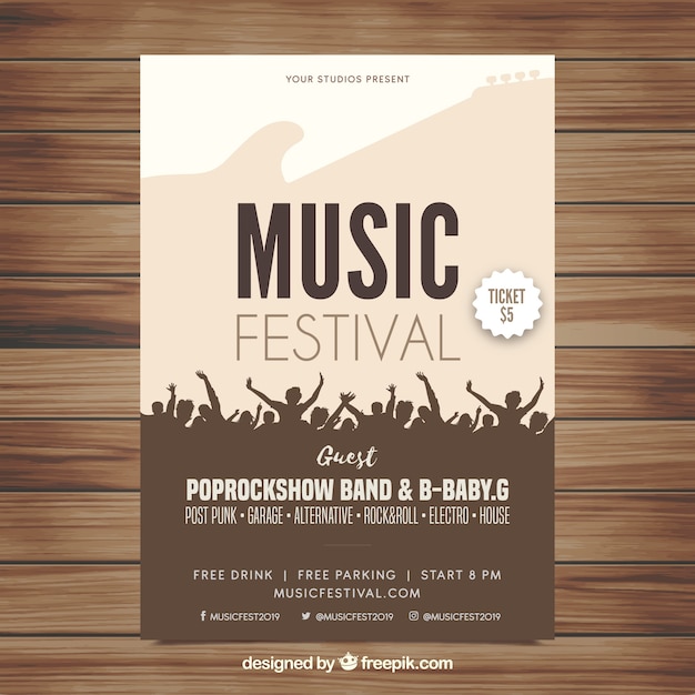 Music festival flyer in flat design