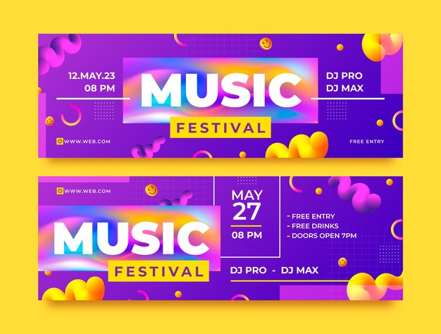 Vector music festival  horizontal banner template design