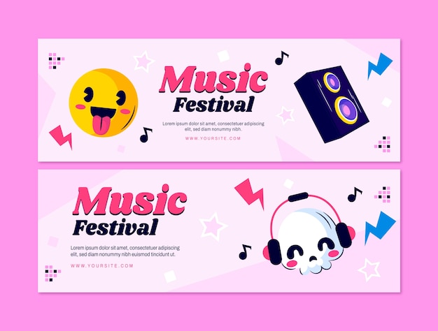 Music festival horizontal banner template