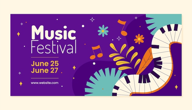 Music festival horizontal banner template