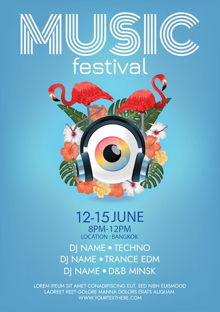 Vector music festival poster summer beach party