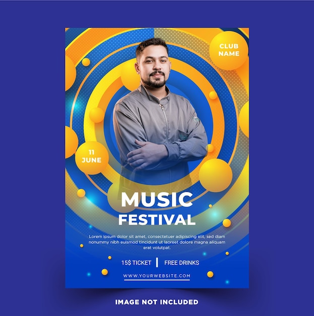 Music festival poster vector EPS template