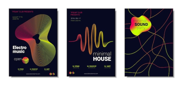 Music festival posters collection electronic sound flyers