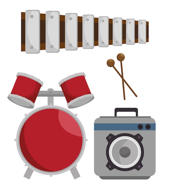 Vector music festival set instruments vector illustration design