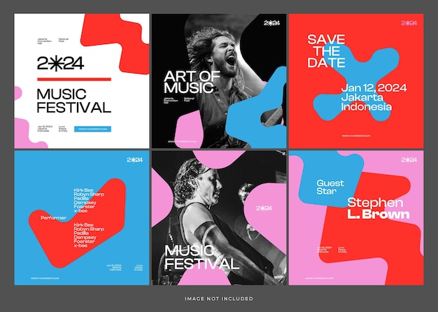 Vector music festival social media post template design