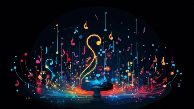 Music Fireworks Stream Vector Illustration Style