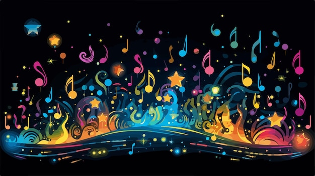 Music Fireworks Stream Vector Illustration Style