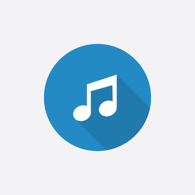 Music Flat Blue Simple Icon with long shadowxA