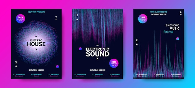 Music flyers templates electronic sound festival brochures