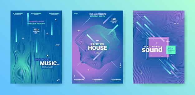 Music flyers templates electronic sound festival brochures