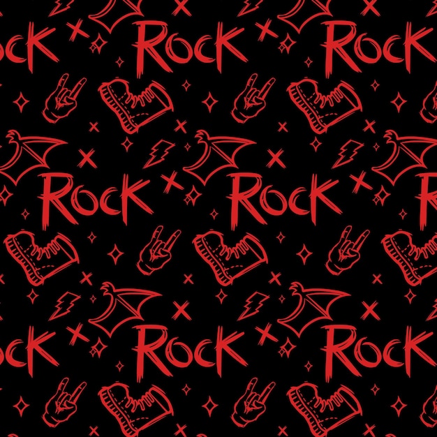 Music hand drawn punk rock seamless pattern illustration