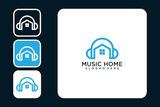 music home line art logo design